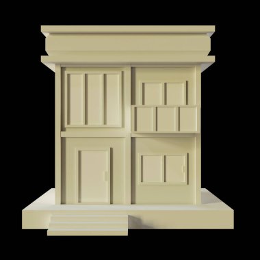 Beyaz Saray, modern tarz, 2 katlı model. Kağıttan yapılmış mimari, 3D görüntülemenin arkasındaki düşük polimerli.