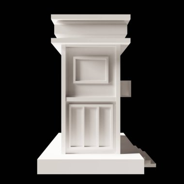 Beyaz bina ya da modern tarz 2 katlı ev modeli. Mimari, düşük polyester kenar 3D görüntüleme. 