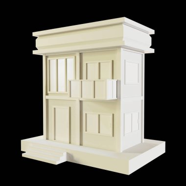 Beyaz Saray, modern tarz, 2 katlı model. Kağıttan yapılmış mimari, düşük polimer perspektifli 3D görüntüleme.