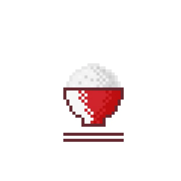 Rice Bowl Cartoon Pixel Art Chinese New Year Food Pixel — Stock vektor