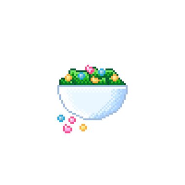 Vegetable salad pixel art. Valentine's Day.