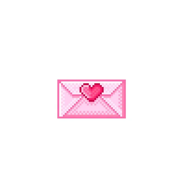 Love Letter Pixel Art Valentine Day — Stock Vector