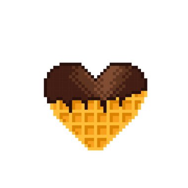 Heart waffle pixel art. Vector illustration. Valentine's Day.