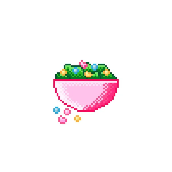 Vegetable Salad Pixel Art Valentine Day — стоковый вектор