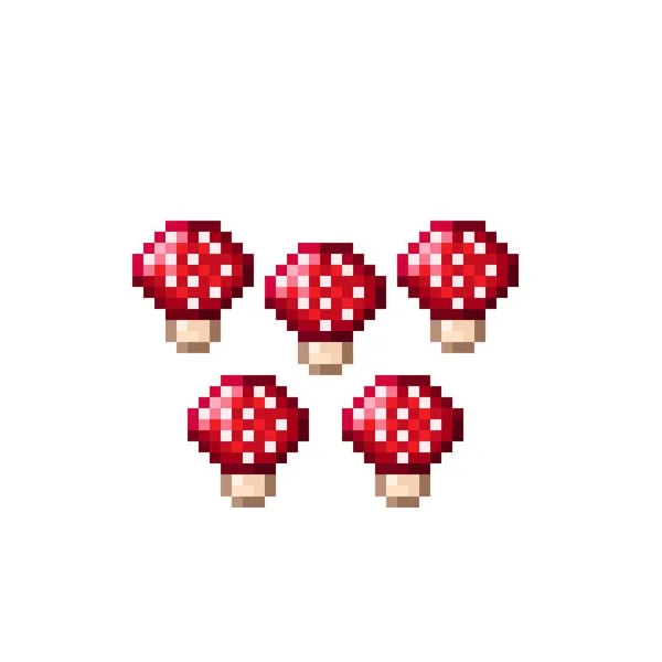Pixel Art Fungo Funghi Pixel Carini Illustrazione Vettoriale — Vettoriale Stock