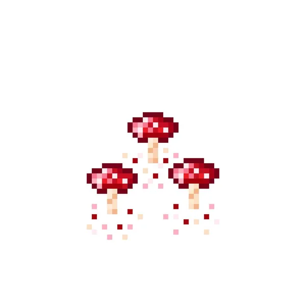 Arte Pixel Cogumelos Cogumelos Pixel Bonitos Ilustração Vetorial — Vetor de Stock