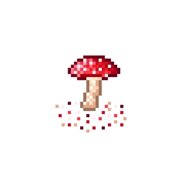 Pixel Art Fungo Funghi Pixel Carini Illustrazione Vettoriale — Vettoriale Stock