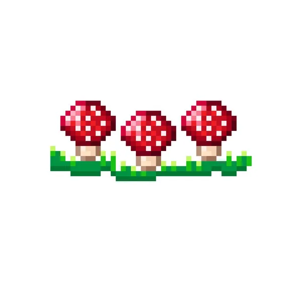 Pixel Art Fungo Funghi Pixel Carini Illustrazione Vettoriale — Vettoriale Stock