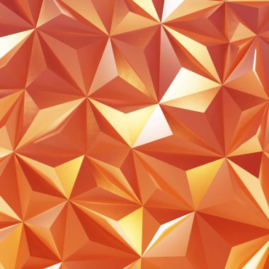 Soyut altın ve turuncu düşük poli üçgen geometrik zemin. 3d oluşturma.