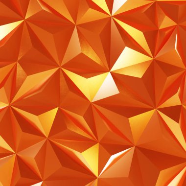 Soyut turuncu düşük poli üçgen geometrik arkaplan. 3d oluşturma.