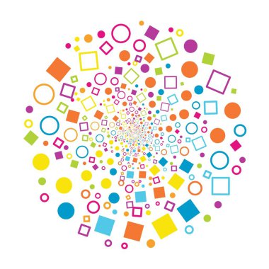 Renkli yarım tonlu havai fişek çemberleri, kareler. Kara delik renklidir. Yuvarlak tünel. Soyut solucan deliği arkaplanı.