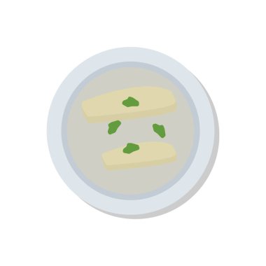 Buharda pişmiş pirinçli tavuk buğulama çorbası. Tayland yemeği. Vektör illüstrasyonu.