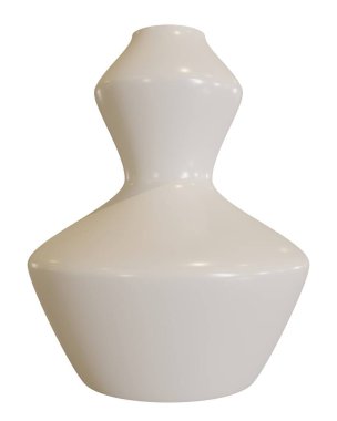 Beyaz arka planda beyaz vazo. 3d oluşturma.
