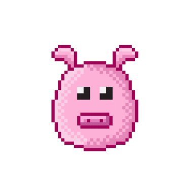 Domuz pikseli sanatı. Vektör resmi. Çizgi film domuzunun vektör çizimi. Piksel tasarımı.