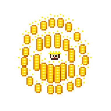 Kral ve altın piksel sanatı. Vektör illüstrasyonu.