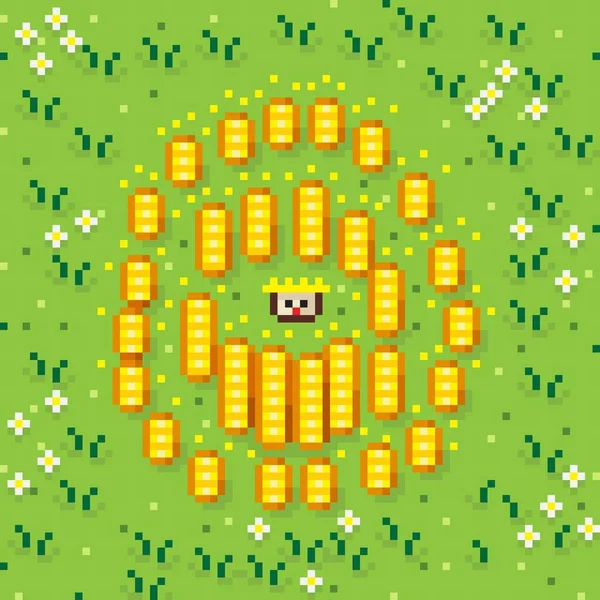 Kral ve altın piksel sanatı. Vektör illüstrasyonu.