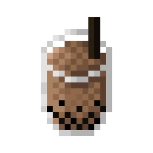 Pearl Milk Tea Pixel Art Ilustração Vetorial —  Vetores de Stock