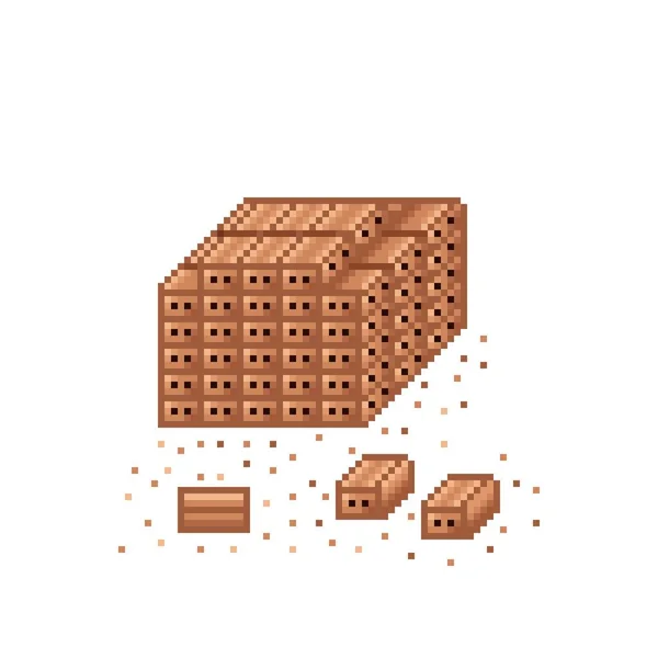 Brick Pixel Art Cihly Stavebnictví Vektorová Ilustrace — Stockový vektor
