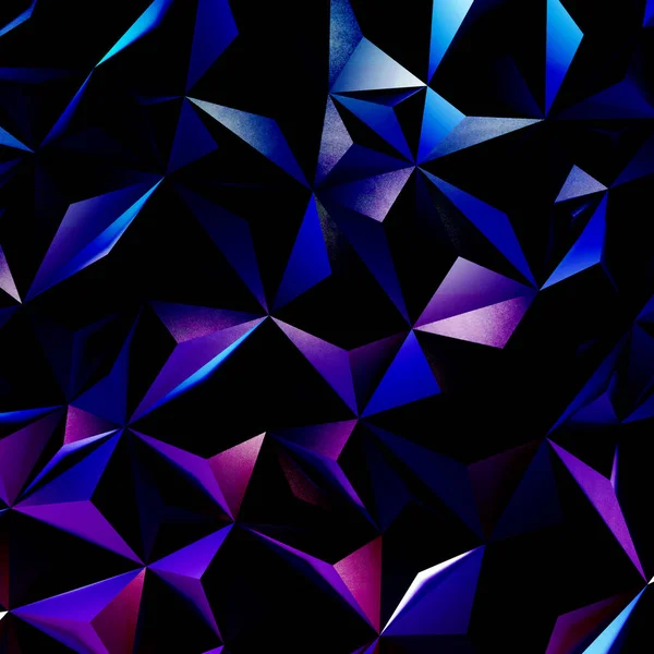 Abstract blue and purple low poly triangle geometric background. 3d rendering.