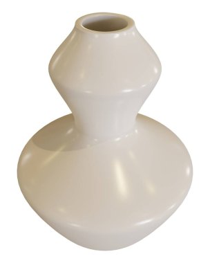 Beyaz arka planda beyaz vazo. 3d oluşturma.
