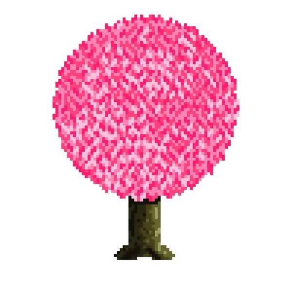 Ağaç Pikseli Sanatı Pembe Ağaç Aşk Ağacı Kalplerle Süslenmiş Ağaç — Stok Vektör