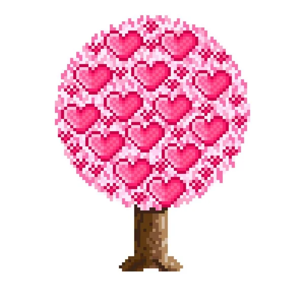 Arte Pixel Árvore Árvore Rosa Árvore Amor Árvore Decorada Com —  Vetores de Stock