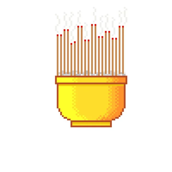 Quemador Incienso Pixel Art Ilustración Vectorial Año Nuevo Chino — Vector de stock