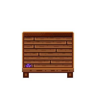 Sebze dükkânı pikseli. Tahta sandıktaki mantarlar. Mantar, besin pikseli resim simgesi beyaz arkaplanda izole.