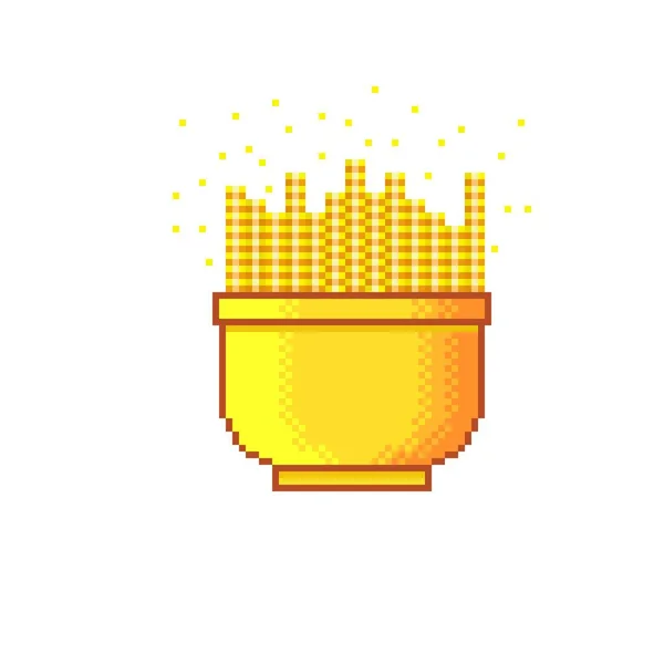 Bruciatore Incenso Incenso Dorato Pixel Art Una Coppa Oro Illustrazione — Vettoriale Stock