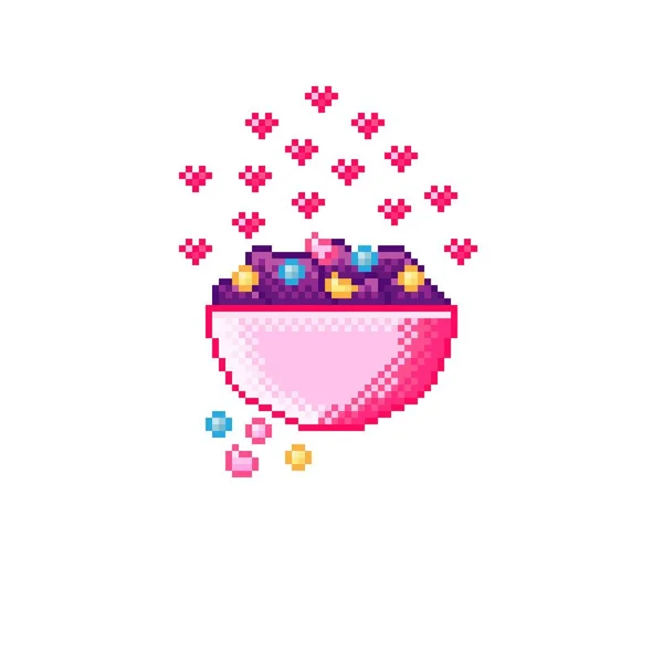 Vegetable Salad Pixel Art Valentine Day — стоковый вектор