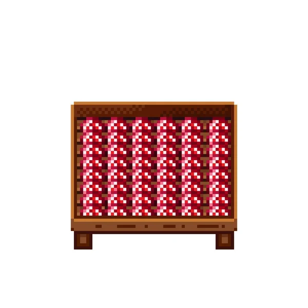 Arte Pixel Loja Vegetais Cogumelos Uma Caixa Madeira Cogumelos Ícone — Vetor de Stock