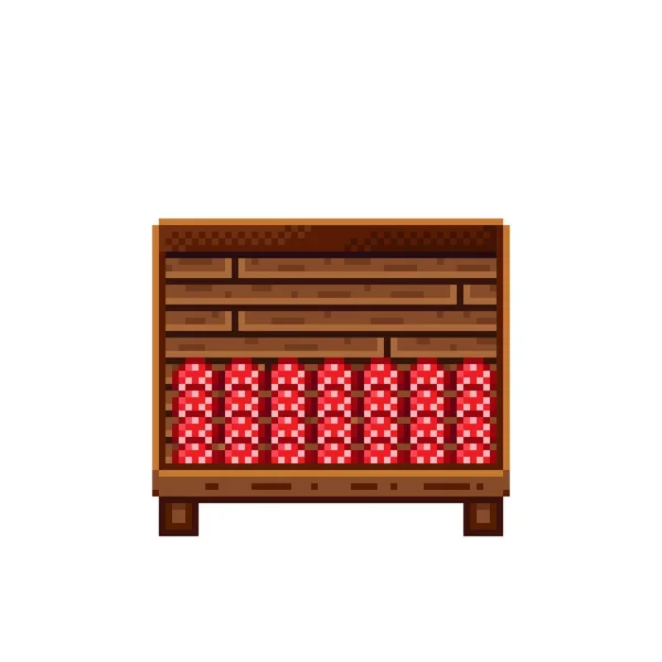 Tienda Verduras Pixel Art Setas Una Caja Madera Setas Icono — Archivo Imágenes Vectoriales