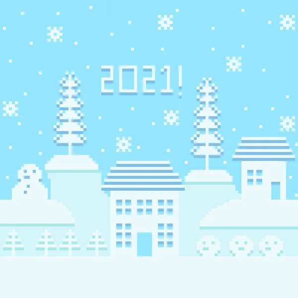 Feliz Ano Novo Cartão Pixel Arte — Vetor de Stock