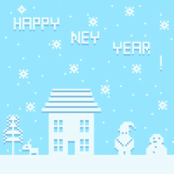 Bonne Année Carte Pixel Art — Image vectorielle