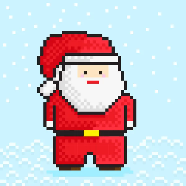 Babbo Natale Pixel Art Foto Vettoriale Babbo Natale Neve — Vettoriale Stock