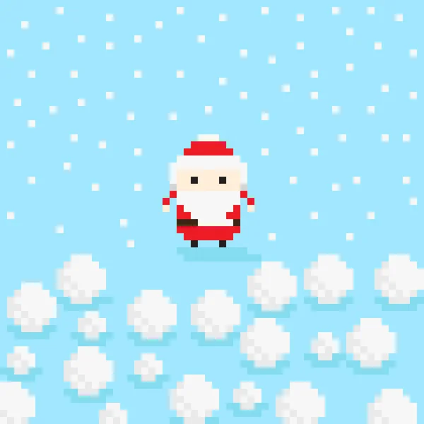 Pixel Art Père Noël Image Vectorielle Père Noël Neige — Image vectorielle