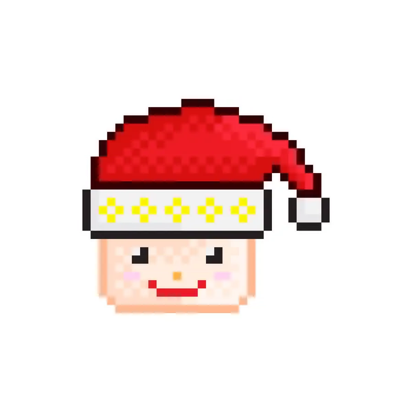 Chapeau Père Noël Pixel Art Illustration Vectorielle Joyeux Noël — Image vectorielle