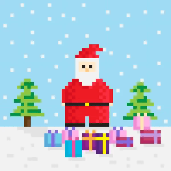 Kerstman Pixel Kunst Vectorfoto Kerstman Geschenk — Stockvector