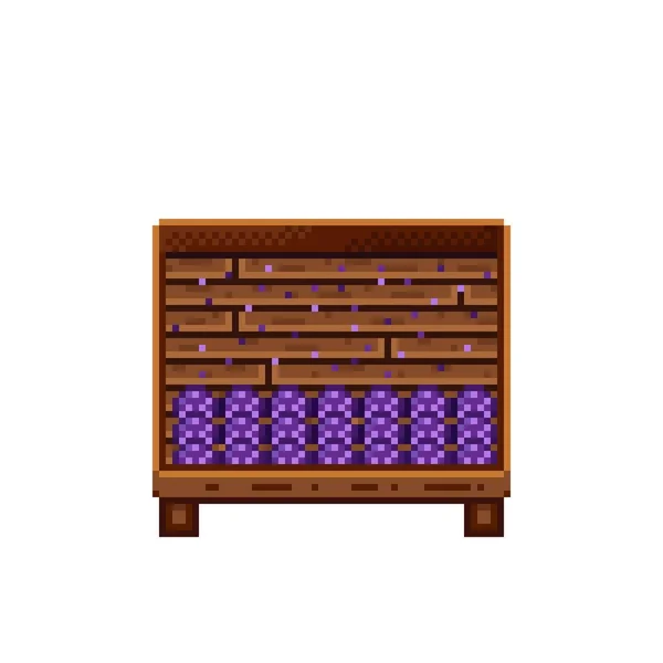 Tienda Verduras Pixel Art Setas Una Caja Madera Setas Icono — Archivo Imágenes Vectoriales