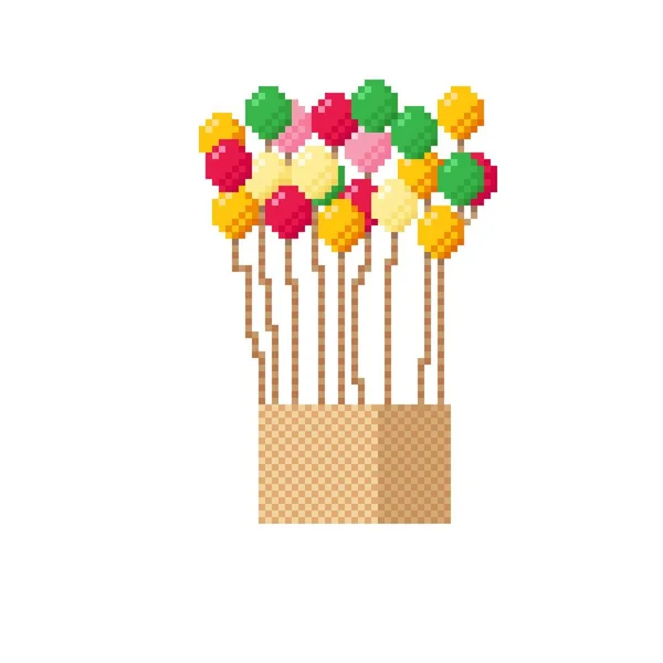 Balão Pixel Art Isolado Fundo Branco Ilustração Vetorial Arte Pixel — Vetor de Stock