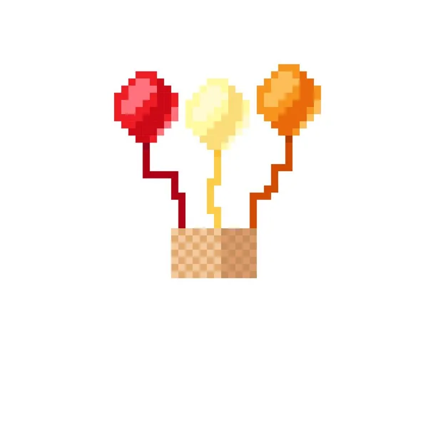 Pixel Art Ballon Isolé Sur Fond Blanc Illustration Vectorielle Pixel — Image vectorielle