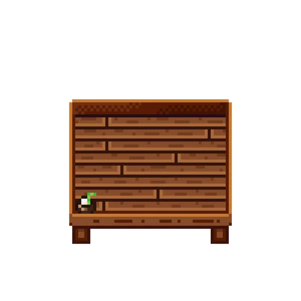 Tienda Frutas Pixel Art Cocos Una Caja Madera Coco Icono — Archivo Imágenes Vectoriales