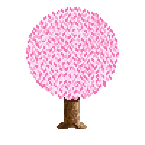 Ağaç Pikseli Sanatı Pembe Ağaç — Stok Vektör