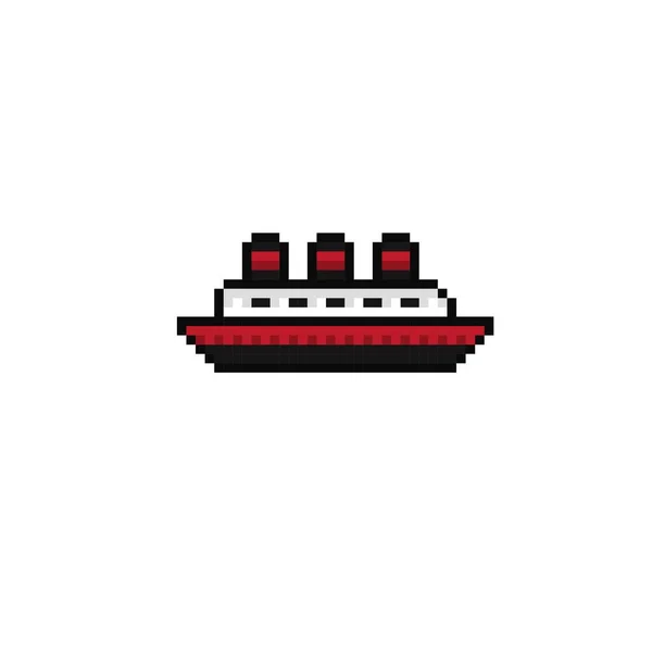 Boat Pixel Art Ship Pixel Art Vector Illustration — Stok Vektör