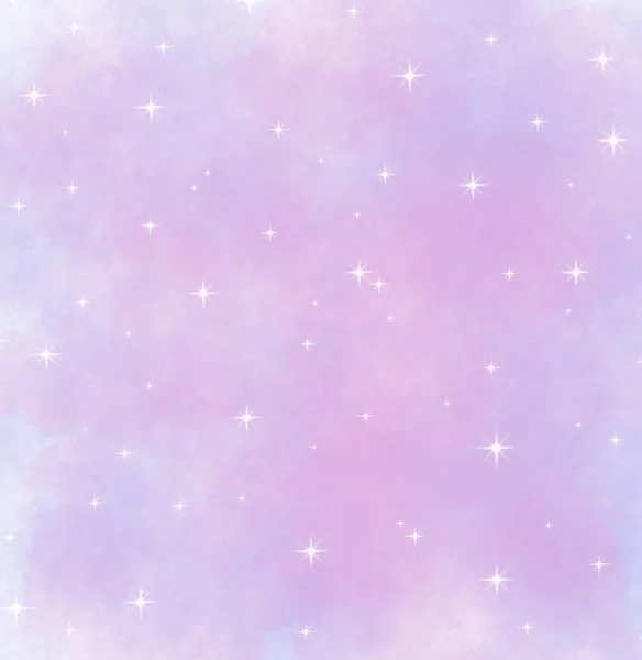 Blue Pink Purple Pastel Abstract Watercolor Sky Star Background — ストック写真