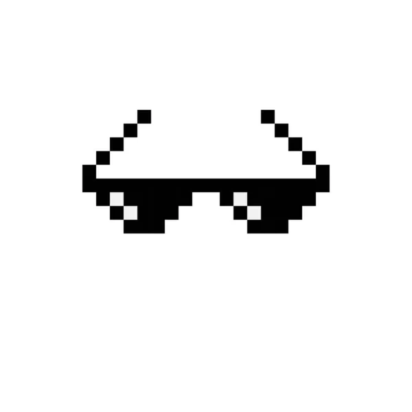 Czarny Okulary Pixel Art — Wektor stockowy