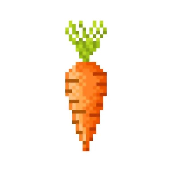 Carrot Pixel Art Orange Vegetable Pixelate Vector Illustration Icon Carrot — стоковый вектор