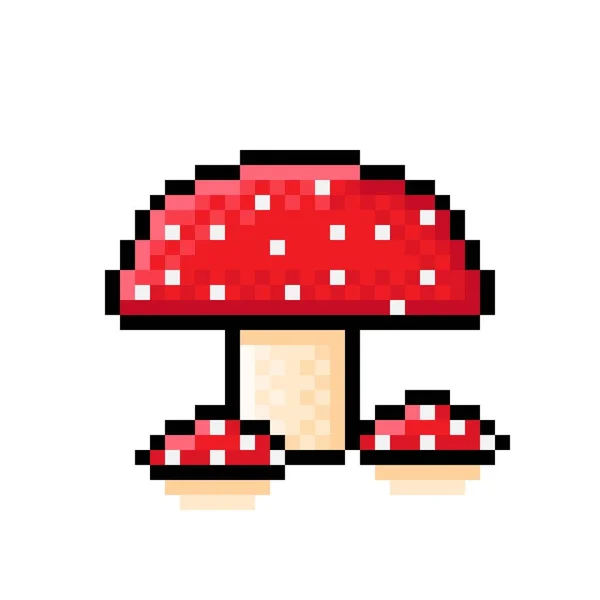 Arte Pixel Cogumelos Cogumelos Pixel Bonitos Ilustração Vetorial —  Vetores de Stock