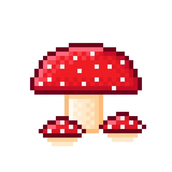 Pixel Art Fungo Funghi Pixel Carini Illustrazione Vettoriale — Vettoriale Stock