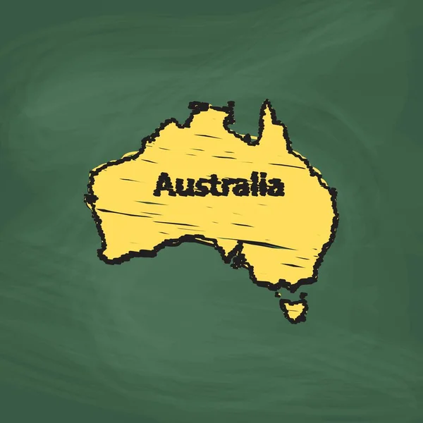 Australia Mapa Línea Icono Diseño Tiza Colores Dibuja Una Imagen — Archivo Imágenes Vectoriales